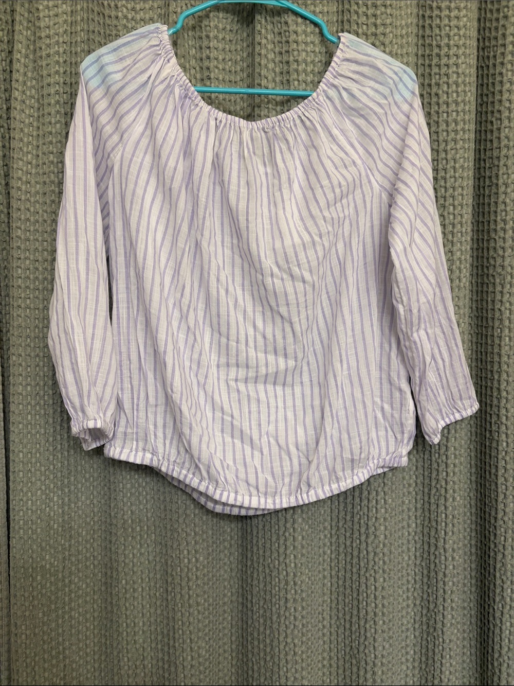 GAP Lavender and White Striped Off the Shoulder Blouse - Women Tops